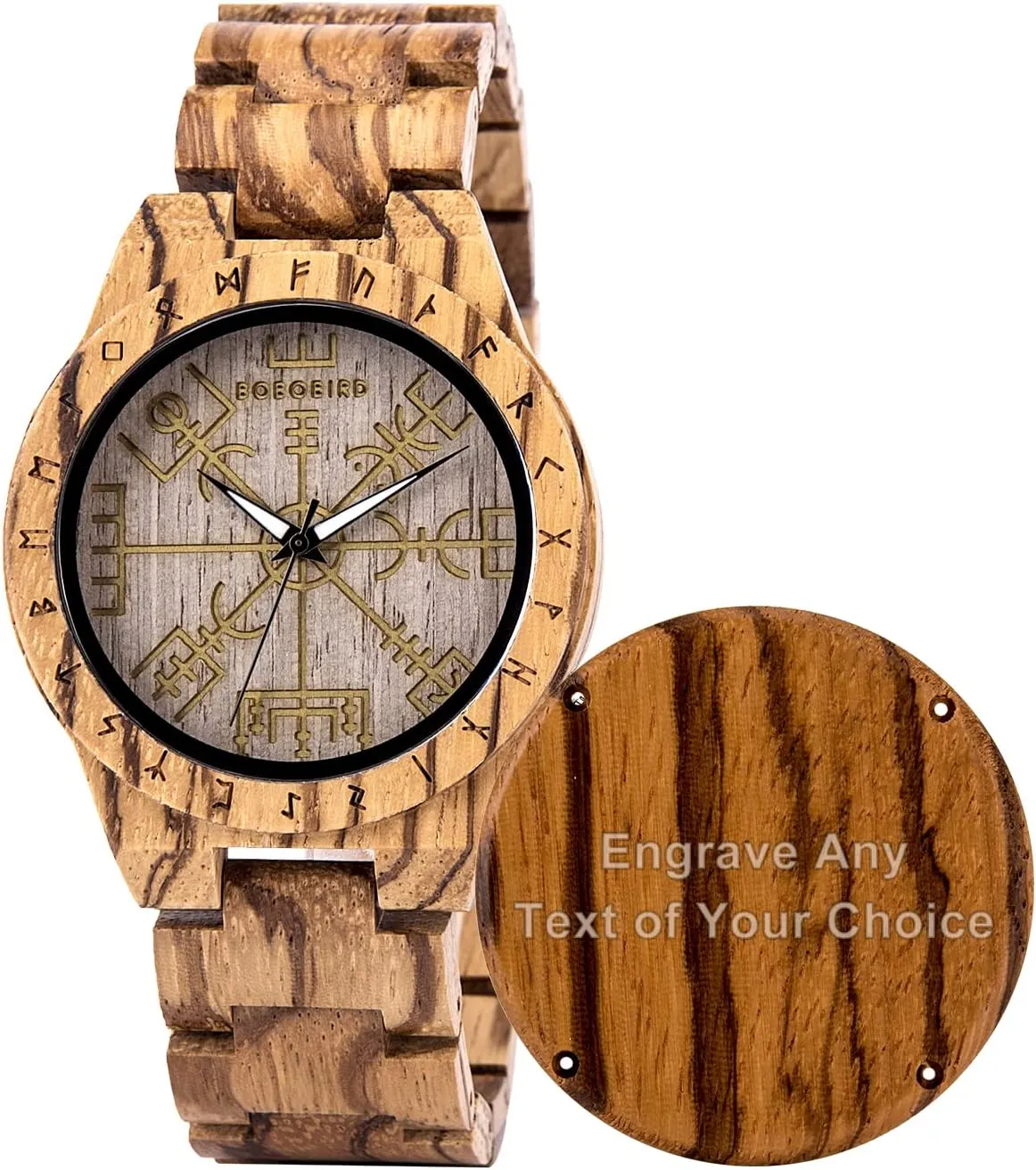 BOBO BIRD Handmade Wooden Mens Watch Unique Runic Circle Watches Golden Symbol of Vegvisir Watches Lightweight Fashion Quartz Wristwatch