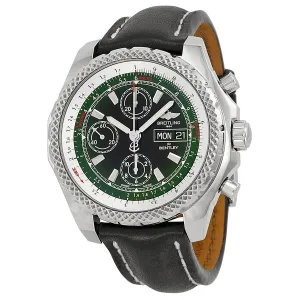 Breitling Bentley GT II Green Dial Black Leather Men's Watch BKLT A1336512-L520