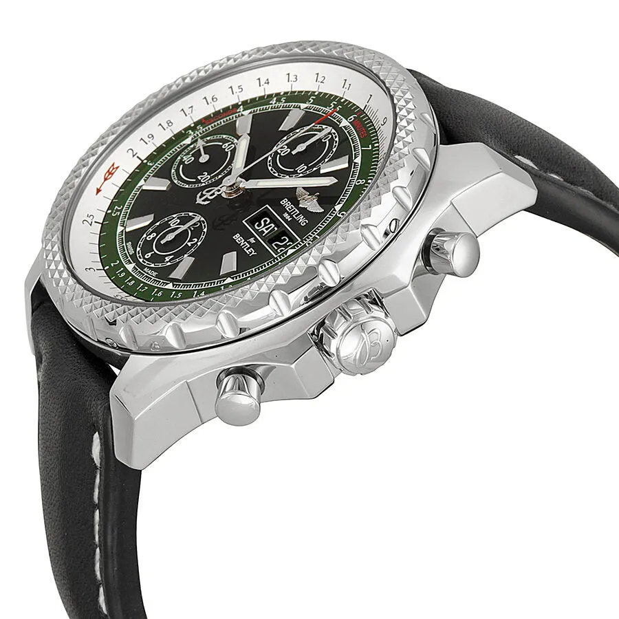 Breitling Bentley GT II Green Dial Black Leather Men's Watch BKLT A1336512-L520