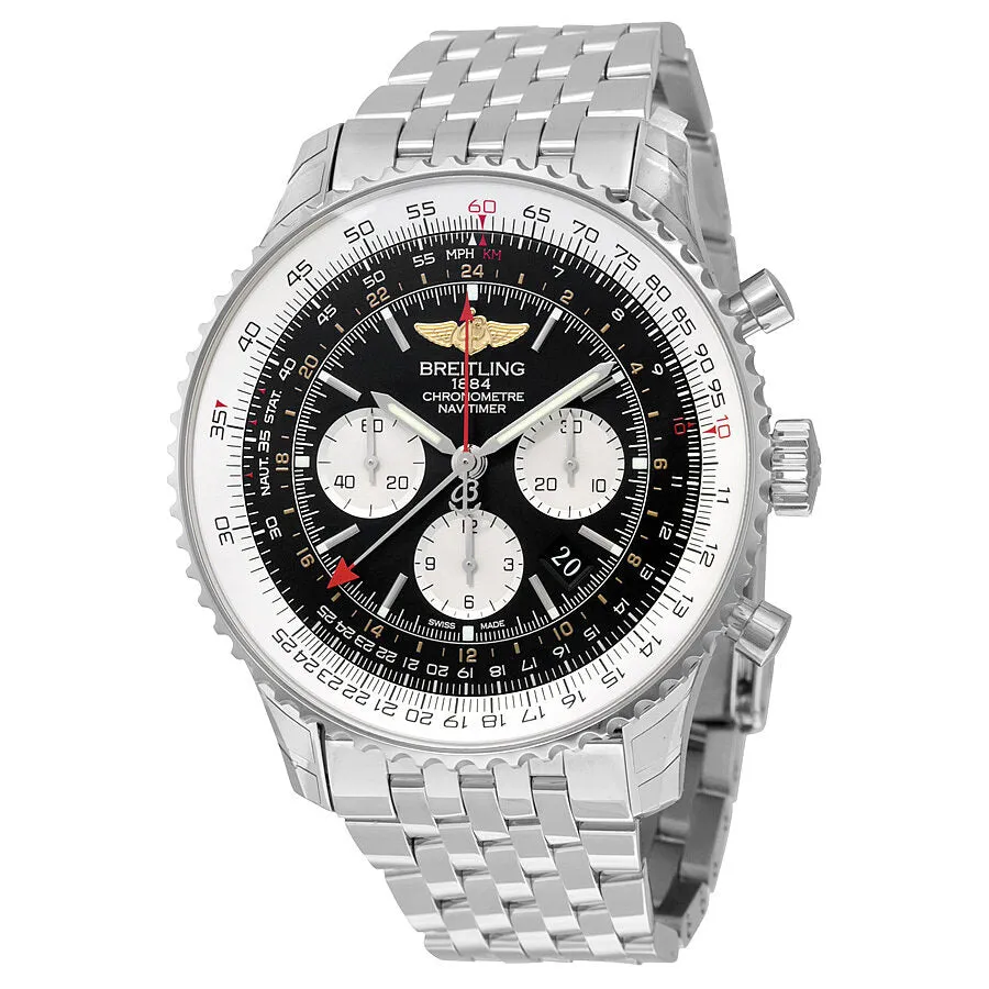 Breitling Navitimer GMT Black Dial Men's Watch AB044121/BD24 AB044121-BD24-453A