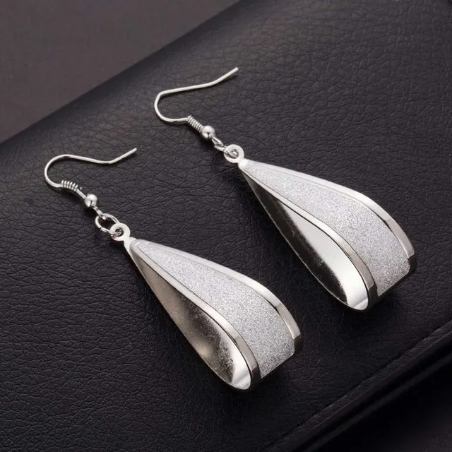 Brincos longos dangle para mulheres Silver/Gold Crystal Scrub Drop Hook  Earrings Long earring Pendientes For Women