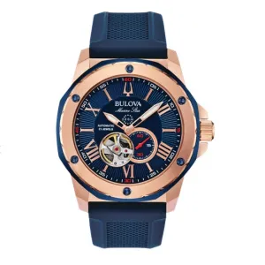 Bulova Marines Watch with 45MM Blue Round Dial and Silicone Strap. 98A227