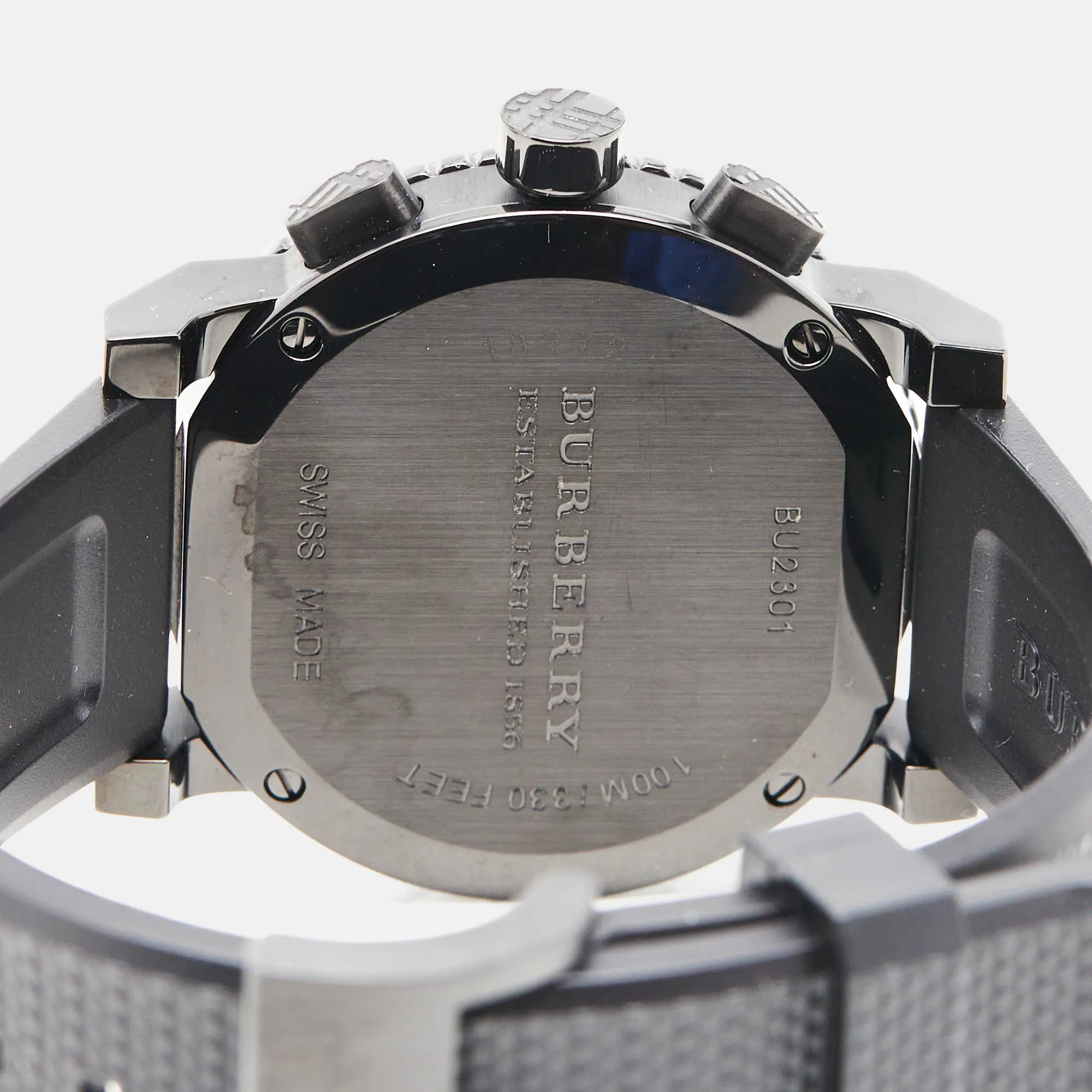 BURBERRY Black PVD Coated Stainless Steel Rubber Trench BU2301 Men's Wristwatch 42.50 mm