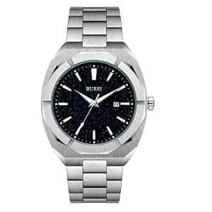 BUREI Fashion Quartz Watch for Men Watch Analog Date Watch with Stainless Steel Band Waterproof Classic Watches for Men