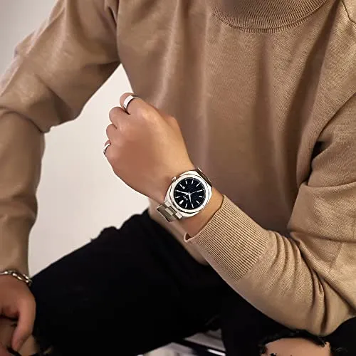 BUREI Fashion Quartz Watch for Men Watch Analog Date Watch with Stainless Steel Band Waterproof Classic Watches for Men