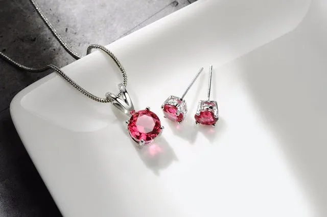 CARSINEL CZ Necklace Earring Jewelry Sets Wholesale Silver color Snake Chain Necklace Stud Earring Wedding Bridal Engagement