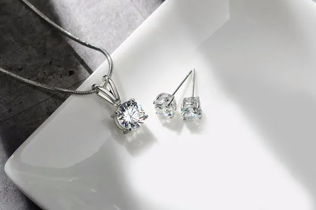 CARSINEL CZ Necklace Earring Jewelry Sets Wholesale Silver color Snake Chain Necklace Stud Earring Wedding Bridal Engagement