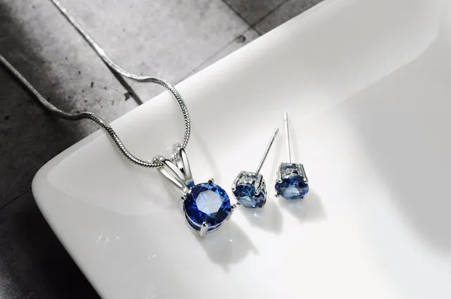 CARSINEL CZ Necklace Earring Jewelry Sets Wholesale Silver color Snake Chain Necklace Stud Earring Wedding Bridal Engagement