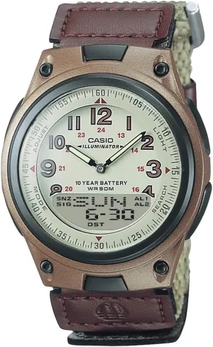 Casio AW80 Series | Mens Analog-Digital Watch | 50M Water Resistance | Multi Alarms | 100 SEC Stopwatch | Countdown Timer | World Map for World Time | LED Light | LC Display | 10 Year Battery