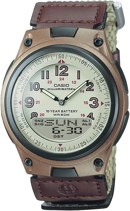 Casio AW80 Series | Mens Analog-Digital Watch | 50M Water Resistance | Multi Alarms | 100 SEC Stopwatch | Countdown Timer | World Map for World Time | LED Light | LC Display | 10 Year Battery