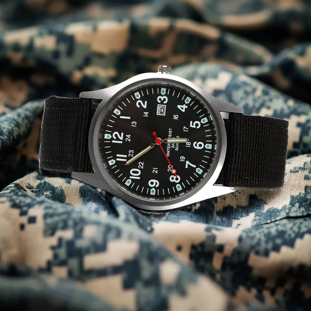 Casual Wristwatch with Military-Inspired Design