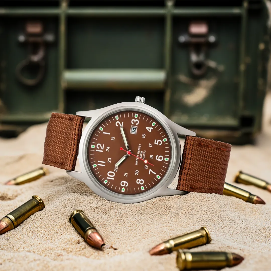 Casual Wristwatch with Military-Inspired Design