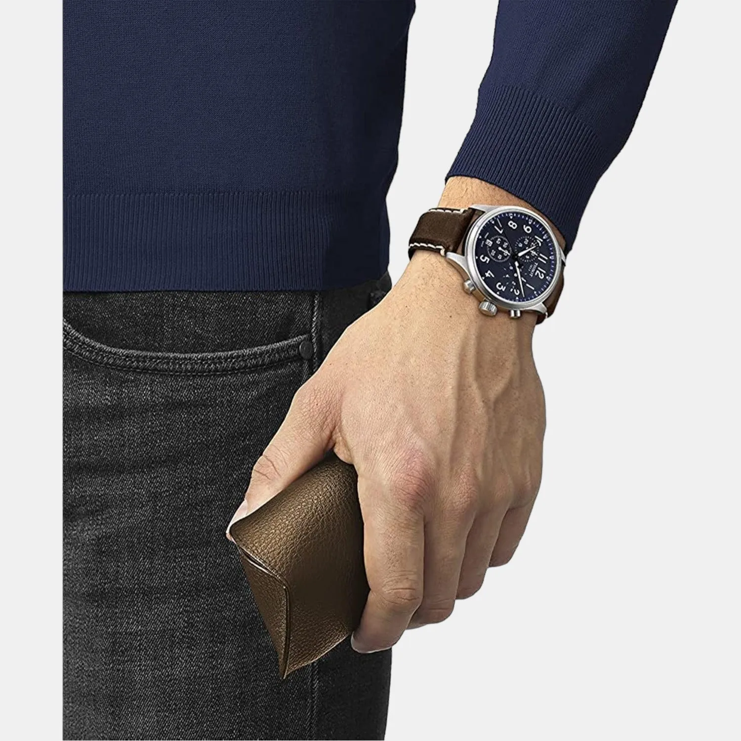 Chrono Xl Men's Blue Chronograph Leather Watch T1166171604200