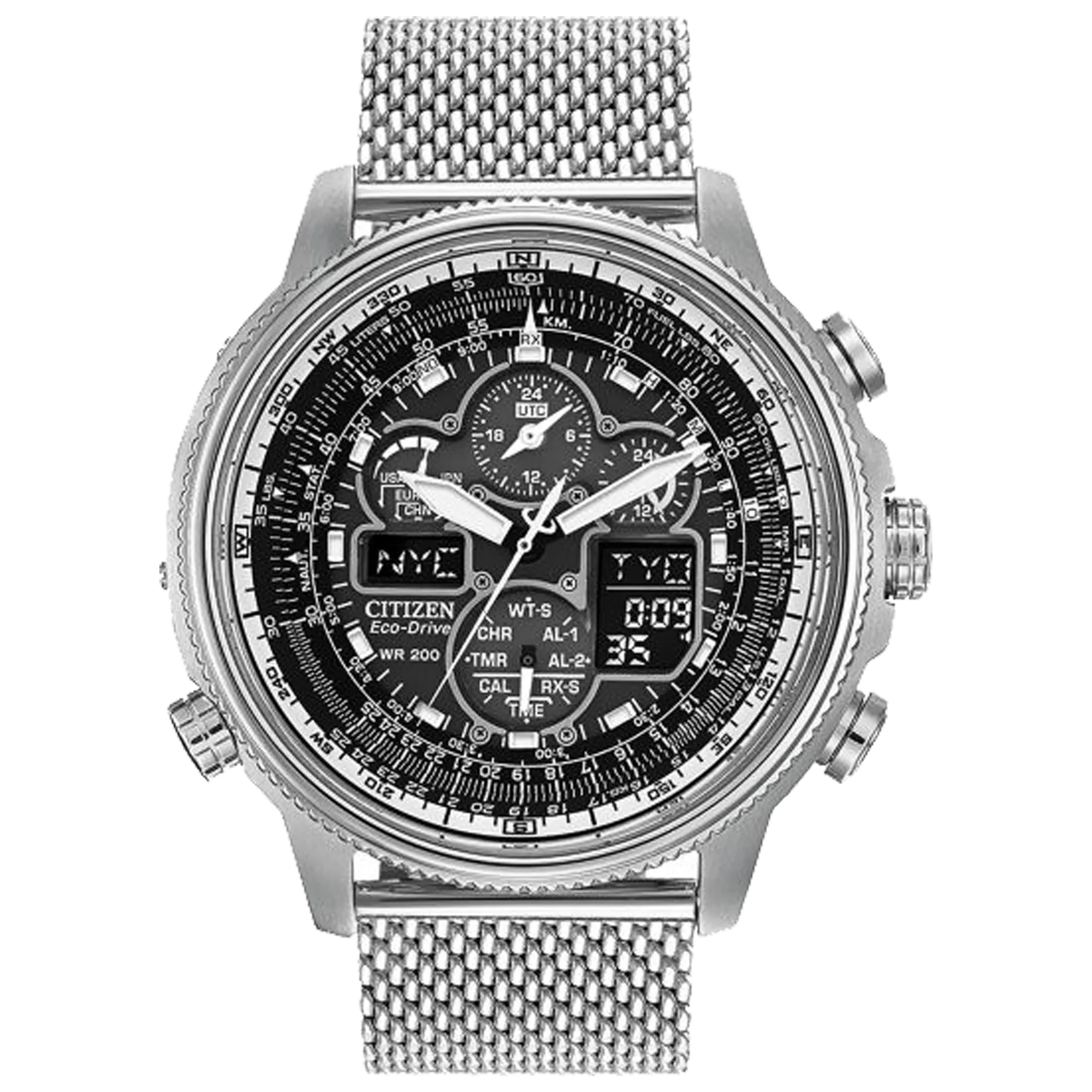 CITIZEN MEN ECO WR200 SS BRAC BLCK