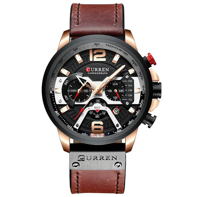 CURREN Casual Sport Men Watches Quartz Analog Calendar Leather Wristwatch