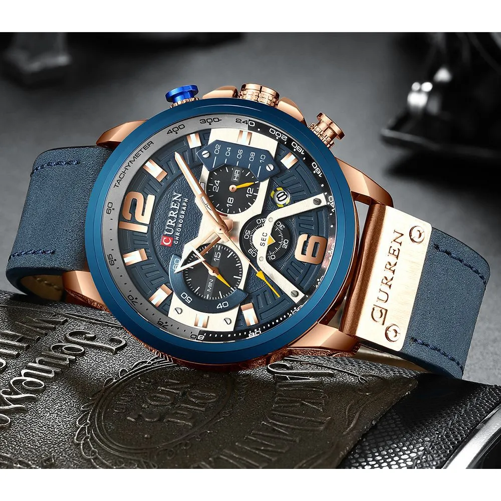 CURREN Casual Sport Men Watches Quartz Analog Calendar Leather Wristwatch