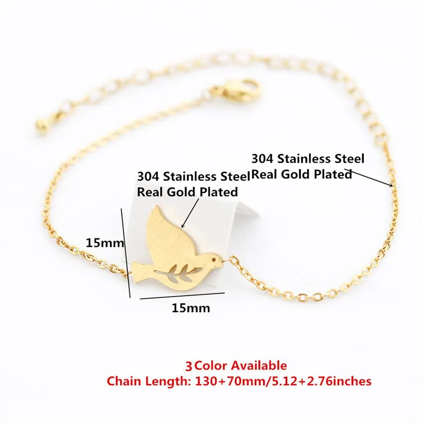 Design Flying Birds Charm Bracelets Peace Dove