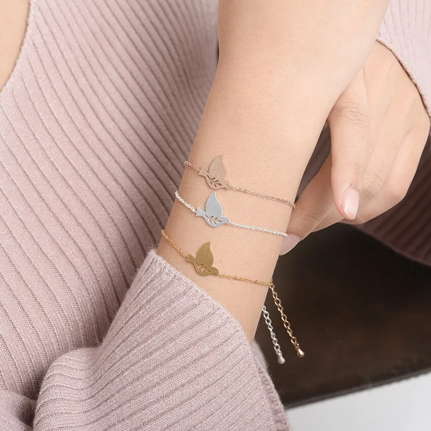 Design Flying Birds Charm Bracelets Peace Dove