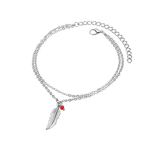 Double Chain Leaf Anklet Jewelry