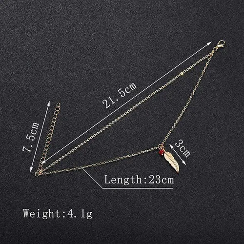 Double Chain Leaf Anklet Jewelry