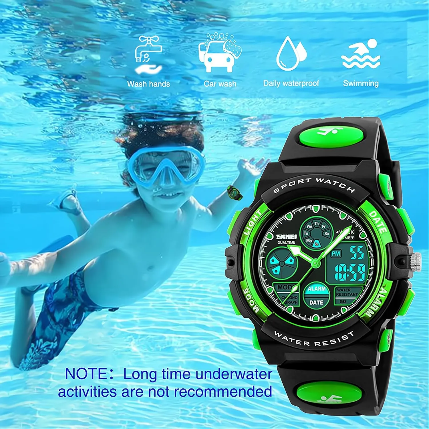 eYotto Kids Sports Watch Waterproof Boys Multi-Function Analog Digital Wristwatch LED Alarm Stopwatch