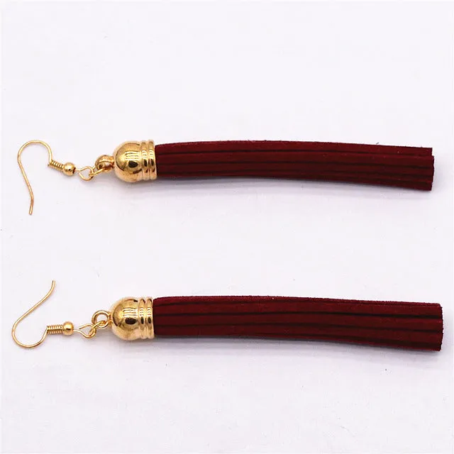 Fashion Drop Earrings Jewelry Wholesale Pure Black Velvet Ribbon Tassel Earrings Dangling Long Statement Earrings Women Jewelry