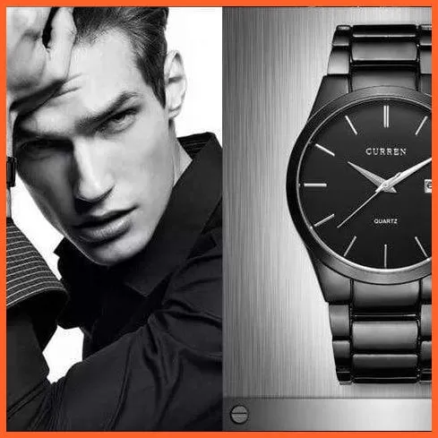 Fashion Simple Watch Slim Steel Strap Waterproof Watch For Men | Quartz Stainless Steel Business Wrist Watches