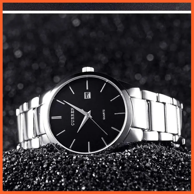 Fashion Simple Watch Slim Steel Strap Waterproof Watch For Men | Quartz Stainless Steel Business Wrist Watches