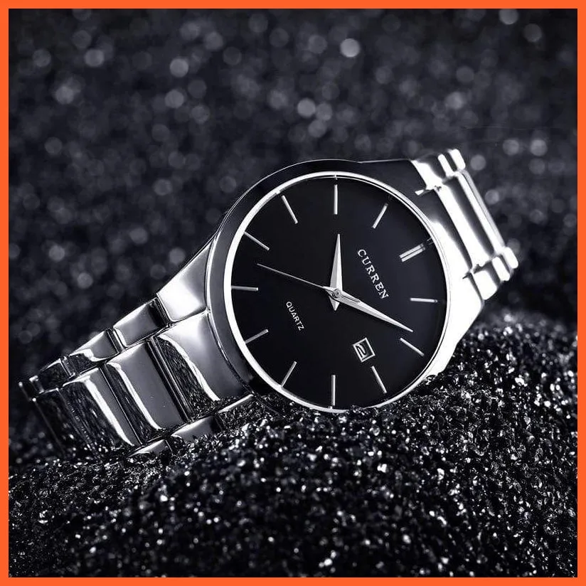 Fashion Simple Watch Slim Steel Strap Waterproof Watch For Men | Quartz Stainless Steel Business Wrist Watches