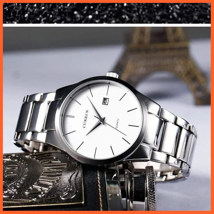 Fashion Simple Watch Slim Steel Strap Waterproof Watch For Men | Quartz Stainless Steel Business Wrist Watches