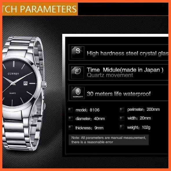 Fashion Simple Watch Slim Steel Strap Waterproof Watch For Men | Quartz Stainless Steel Business Wrist Watches