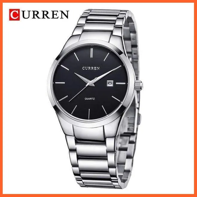 Fashion Simple Watch Slim Steel Strap Waterproof Watch For Men | Quartz Stainless Steel Business Wrist Watches