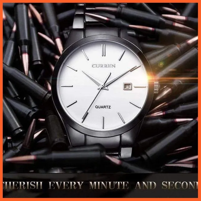 Fashion Simple Watch Slim Steel Strap Waterproof Watch For Men | Quartz Stainless Steel Business Wrist Watches