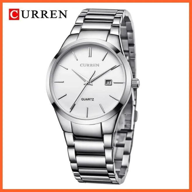 Fashion Simple Watch Slim Steel Strap Waterproof Watch For Men | Quartz Stainless Steel Business Wrist Watches