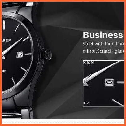 Fashion Simple Watch Slim Steel Strap Waterproof Watch For Men | Quartz Stainless Steel Business Wrist Watches