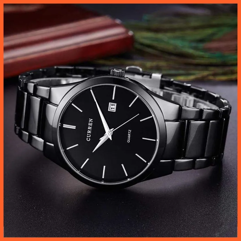 Fashion Simple Watch Slim Steel Strap Waterproof Watch For Men | Quartz Stainless Steel Business Wrist Watches