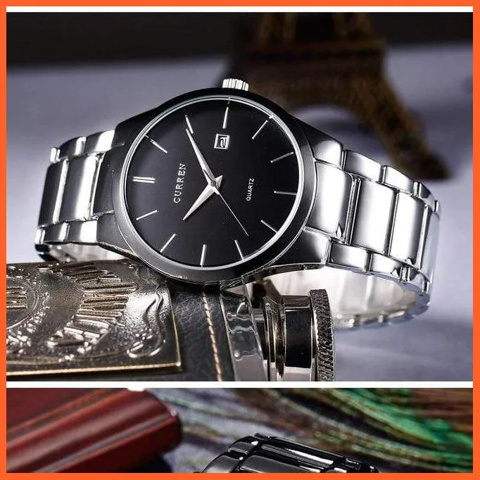 Fashion Simple Watch Slim Steel Strap Waterproof Watch For Men | Quartz Stainless Steel Business Wrist Watches