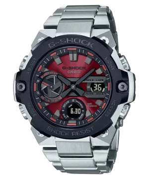 G-Shock Solar powered Smartphone Link, Red Dial Silver Metal Band Watch for Men, GST-B400AD-1A4DR