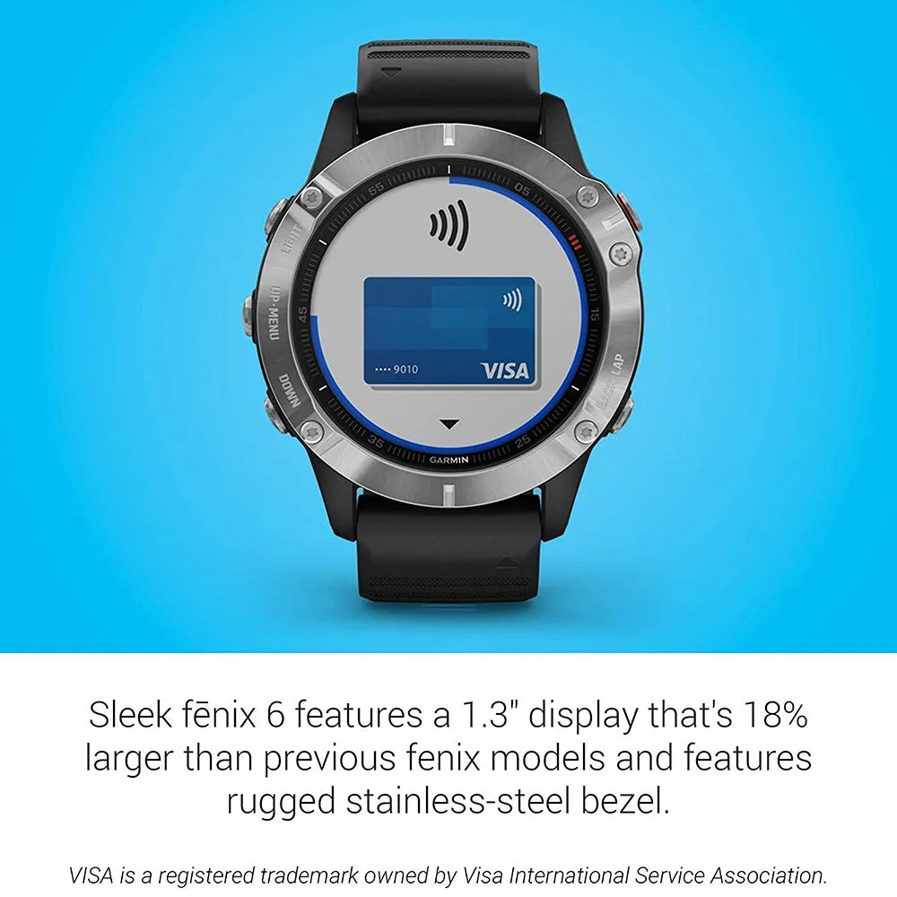 Garmin fenix 6 Black Silicone Band Black Digital Dial Multisport GPS Smart Watch - 010-02158-00