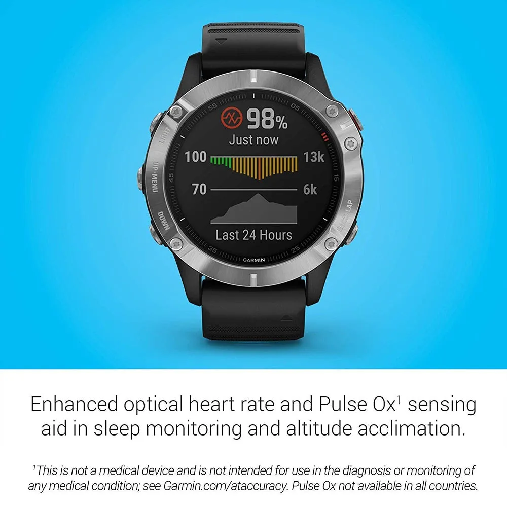 Garmin fenix 6 Black Silicone Band Black Digital Dial Multisport GPS Smart Watch - 010-02158-00