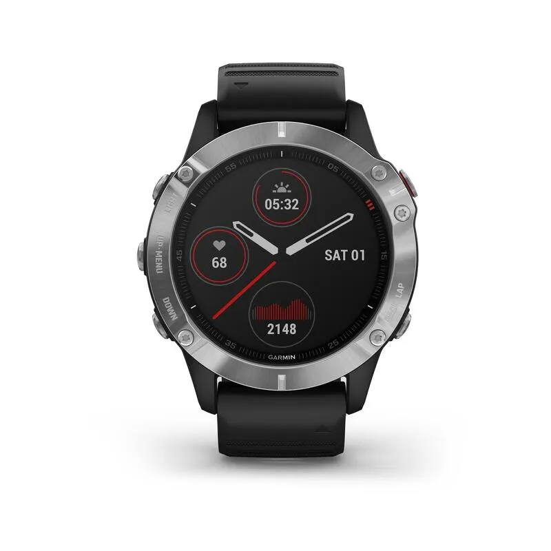 Garmin Fenix 6 Premium Multisport GPS Smartwatch - Silver With Black Band