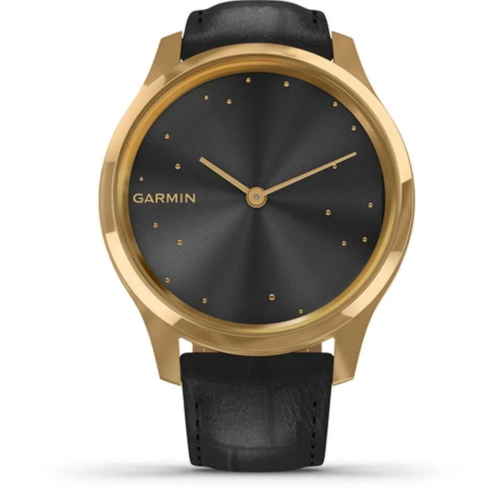 Garmin vivomove Luxe Black Embossed Italian Leather Band Black Ana-Digi Dial Hybrid Watch - 010-02241-02