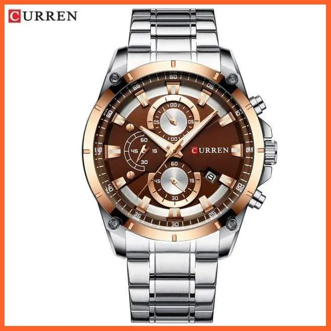Gold Watches Men'S Luxury Quartz Chronograph Wristwatch | Fashion Sports Causal Business Stainless Steel Watches
