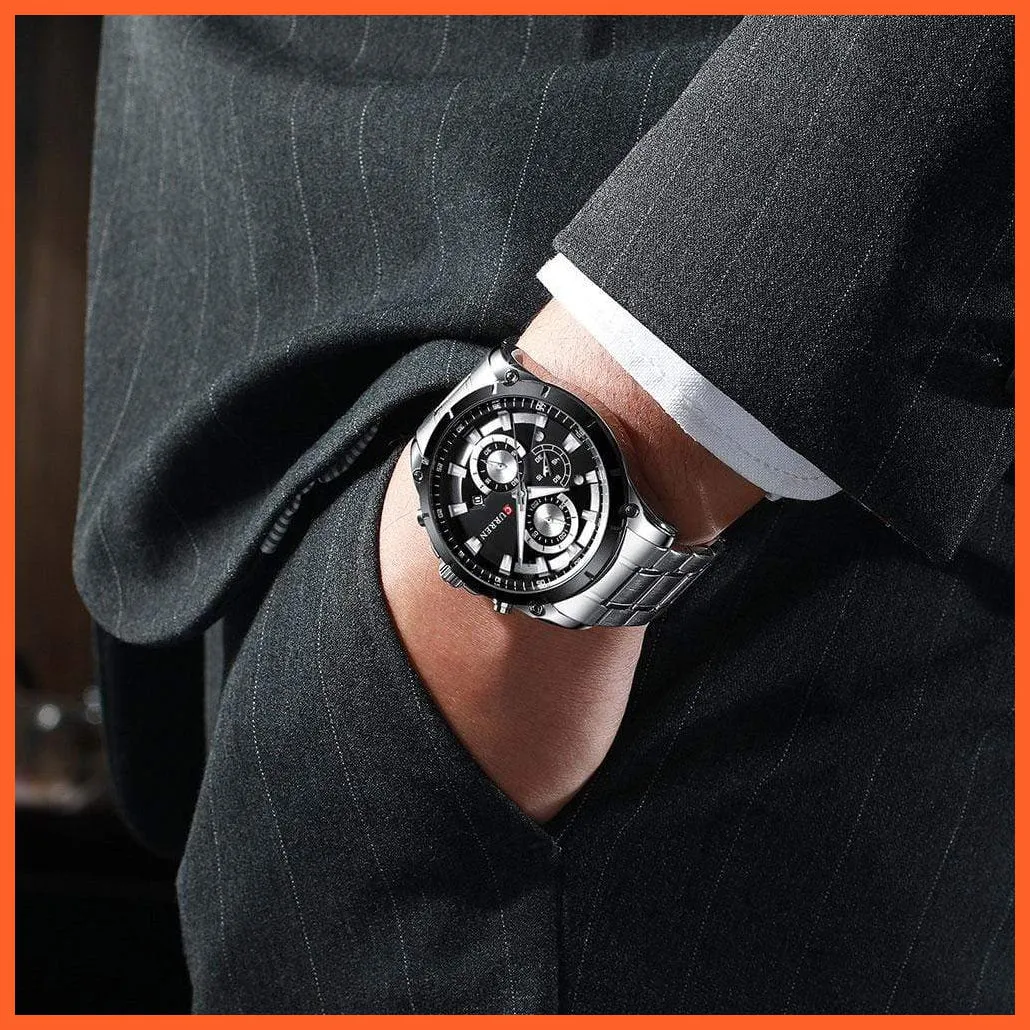 Gold Watches Men'S Luxury Quartz Chronograph Wristwatch | Fashion Sports Causal Business Stainless Steel Watches