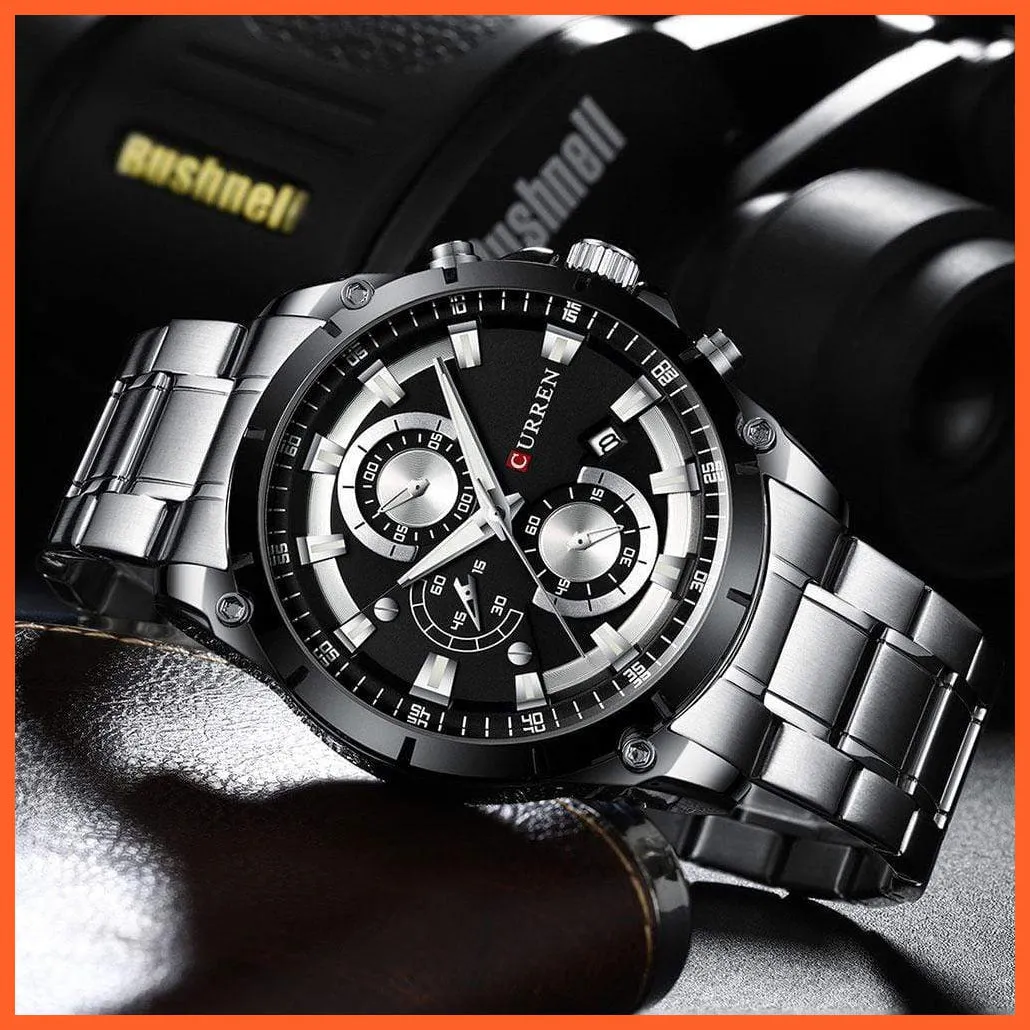 Gold Watches Men'S Luxury Quartz Chronograph Wristwatch | Fashion Sports Causal Business Stainless Steel Watches