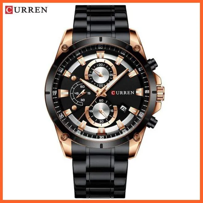 Gold Watches Men'S Luxury Quartz Chronograph Wristwatch | Fashion Sports Causal Business Stainless Steel Watches