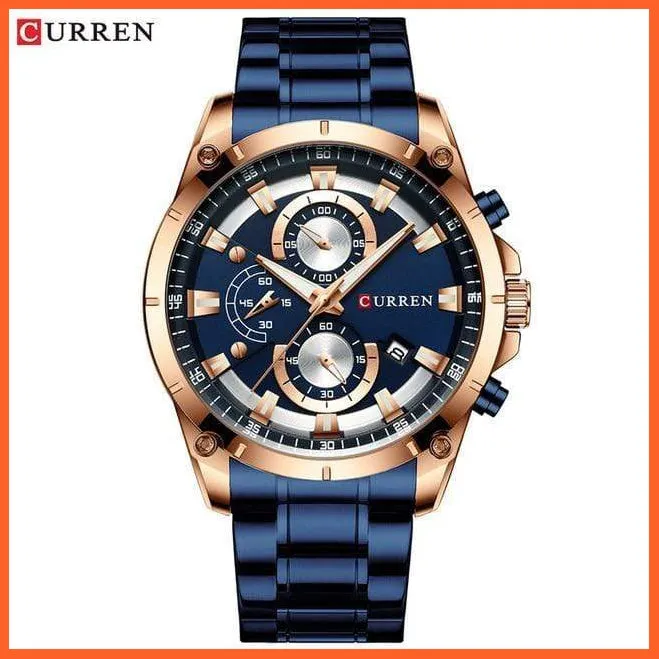 Gold Watches Men'S Luxury Quartz Chronograph Wristwatch | Fashion Sports Causal Business Stainless Steel Watches