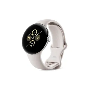 Google Pixel 2 Smartwatch, 41 mm, LTE   Wi-Fi, Polished Silver Case/Porcelain Active Band