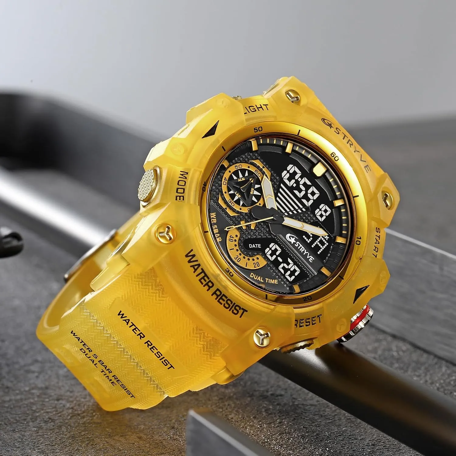Gosasa Mens Tactical Watch Analog Digital Dual Display  50M Waterproof Military Wristwatch with LED Backlight, Stopwatch, Alarm, Countdown  Durable Outdoor Watch