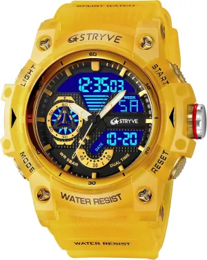 Gosasa Mens Tactical Watch Analog Digital Dual Display  50M Waterproof Military Wristwatch with LED Backlight, Stopwatch, Alarm, Countdown  Durable Outdoor Watch